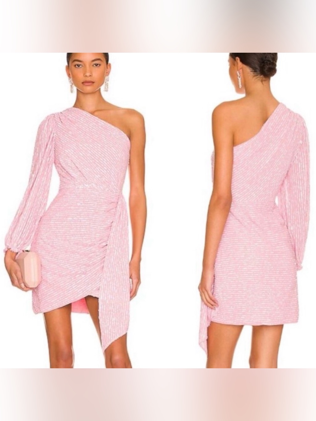 Saylor X Revolve Nazila One Shoulder Sequin Dress In Pink Size Small